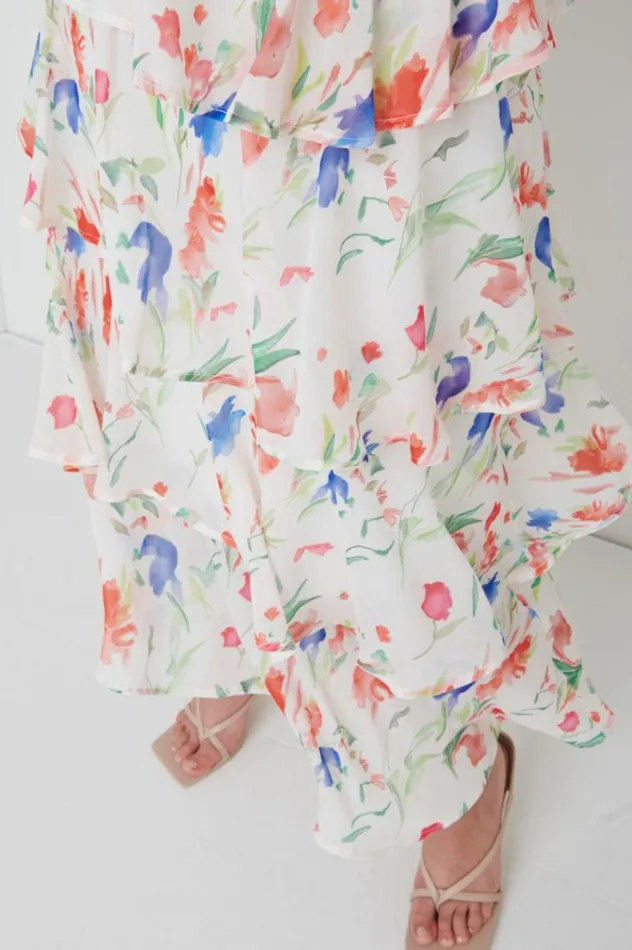 Pretty Lavish Dresses Ashton Ruffle Midi Dress Curve Dainty Floral 8211 Women