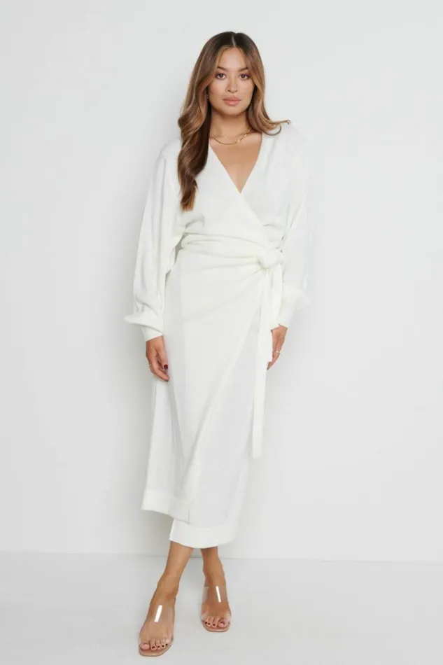 Pretty Lavish Dresses Beau Wrap Midi Dress Cream 8211 Women