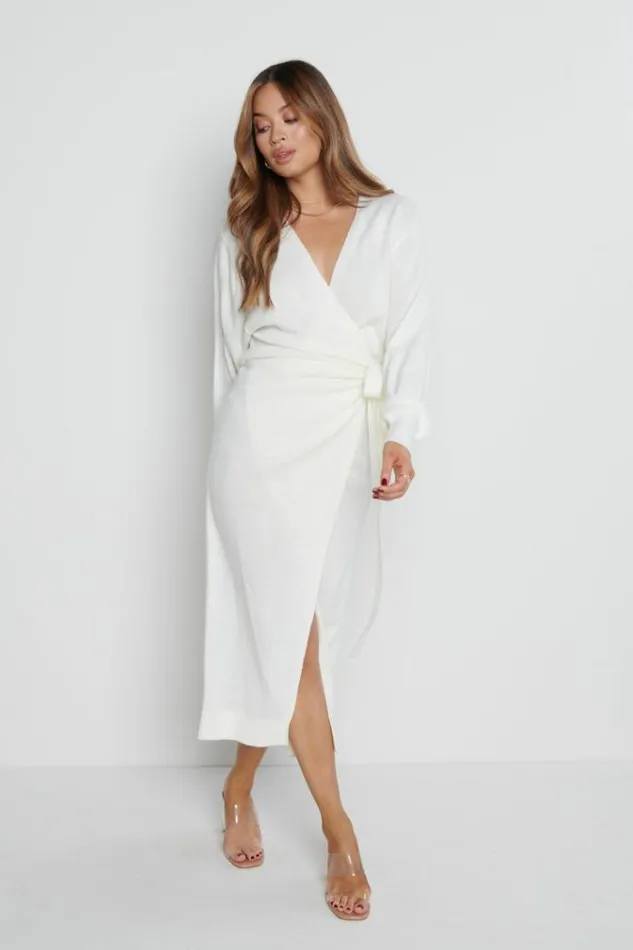 Pretty Lavish Dresses Beau Wrap Midi Dress Cream 8211 Women