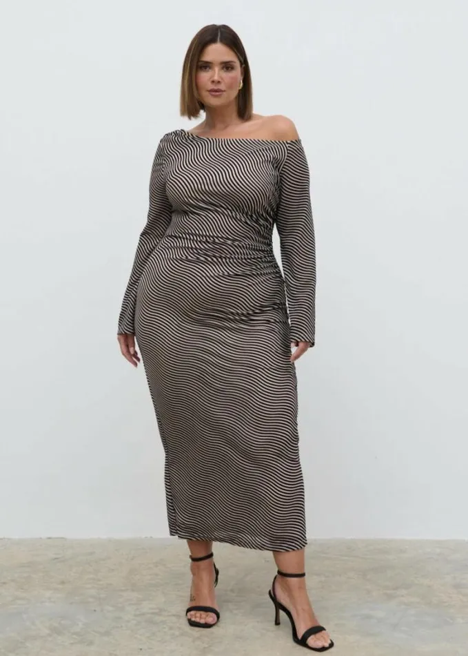 Pretty Lavish Dresses Carrie Asymmetric Knot Midaxi Dress Curve Black And Stone Stripe 8211 Women Pretty Lavish Dresses Carrie Asymmetric Knot Midaxi Dress Curve Black And Stone Stripe 8211 Women
