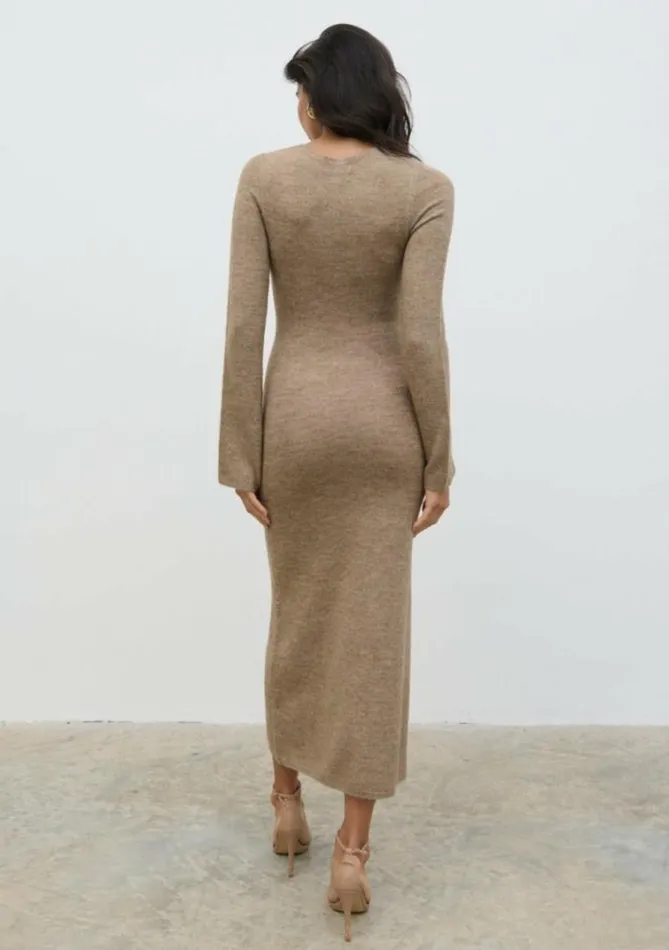 Pretty Lavish Dresses Clara Scoop Neck Knit Dress Brown 8211 Women
