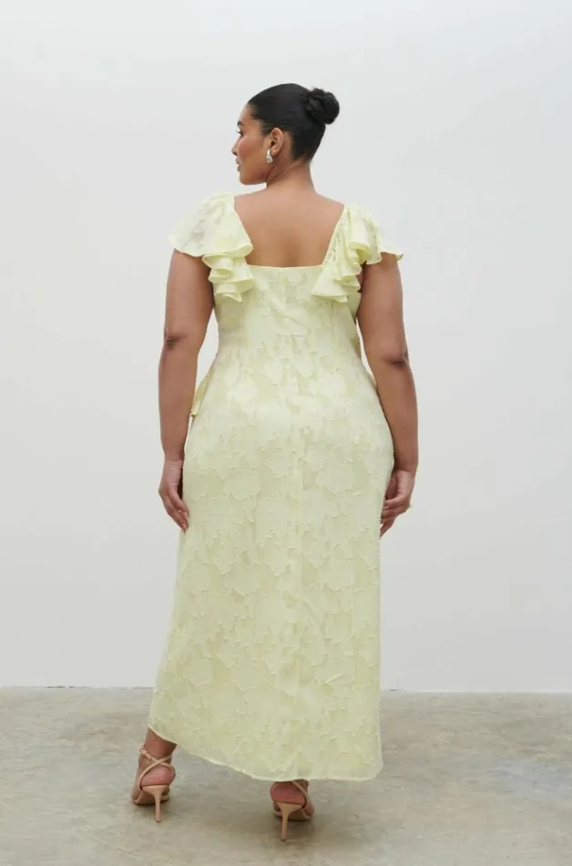 Pretty Lavish Dresses Eloise Ruffle Midaxi Dress Curve Yellow 8211 Women