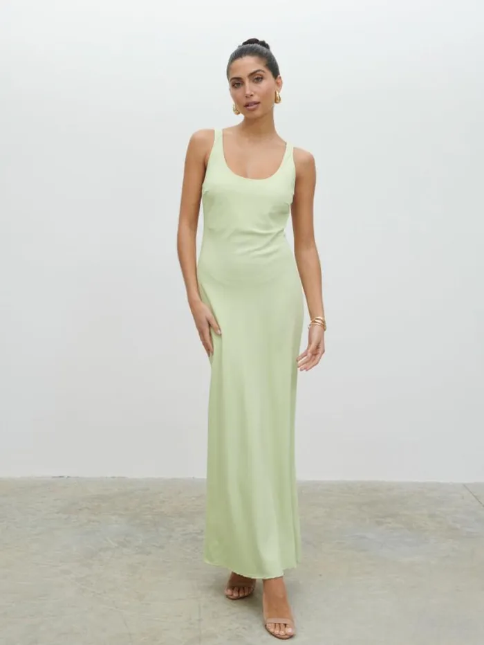 Pretty Lavish Dresses Evelyn Satin Slip Maxi Dress Green 8211 Women