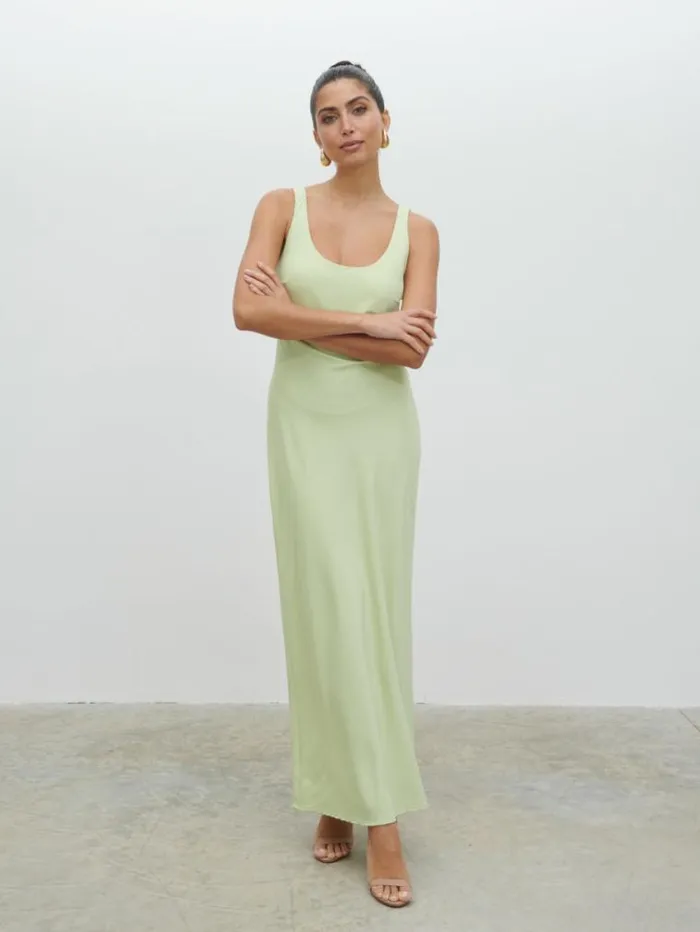 Pretty Lavish Dresses Evelyn Satin Slip Maxi Dress Green 8211 Women
