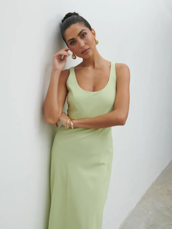 Pretty Lavish Dresses Evelyn Satin Slip Maxi Dress Green 8211 Women