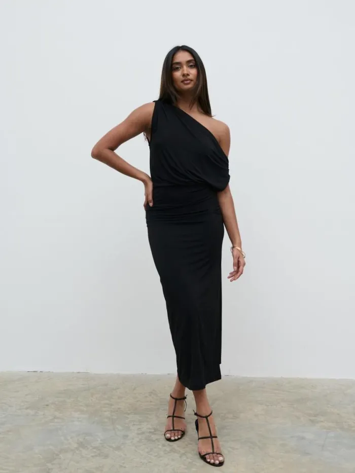Pretty Lavish Dresses Janece Asymmetric Jersey Dress Black 8211 Women