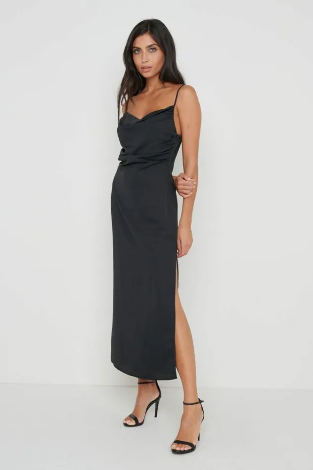 Pretty Lavish Dresses Keisha Ruched Midaxi Dress Black 8211 Women