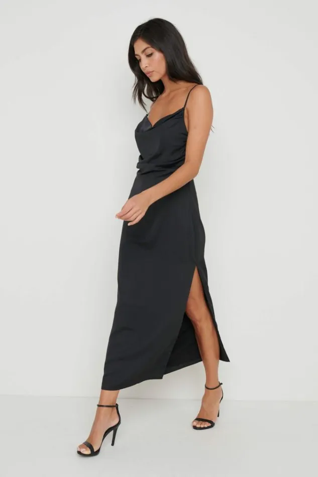 Pretty Lavish Dresses Keisha Ruched Midaxi Dress Black 8211 Women