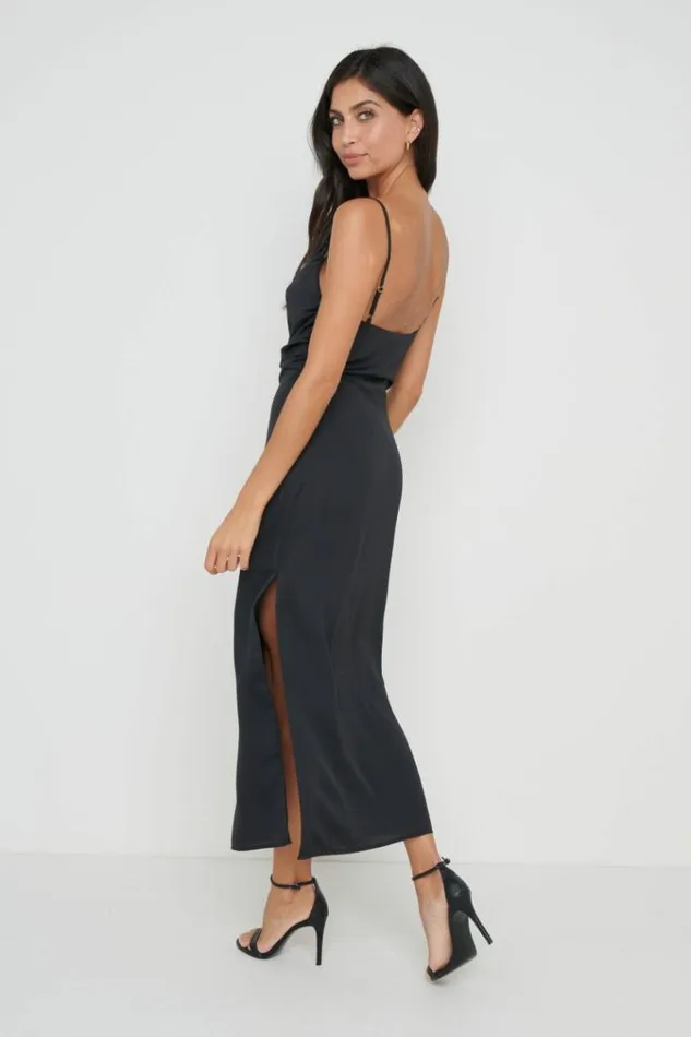 Pretty Lavish Dresses Keisha Ruched Midaxi Dress Black 8211 Women