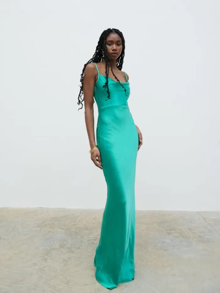 Pretty Lavish Dresses Keisha Satin Maxi Dress Green 8211 Women