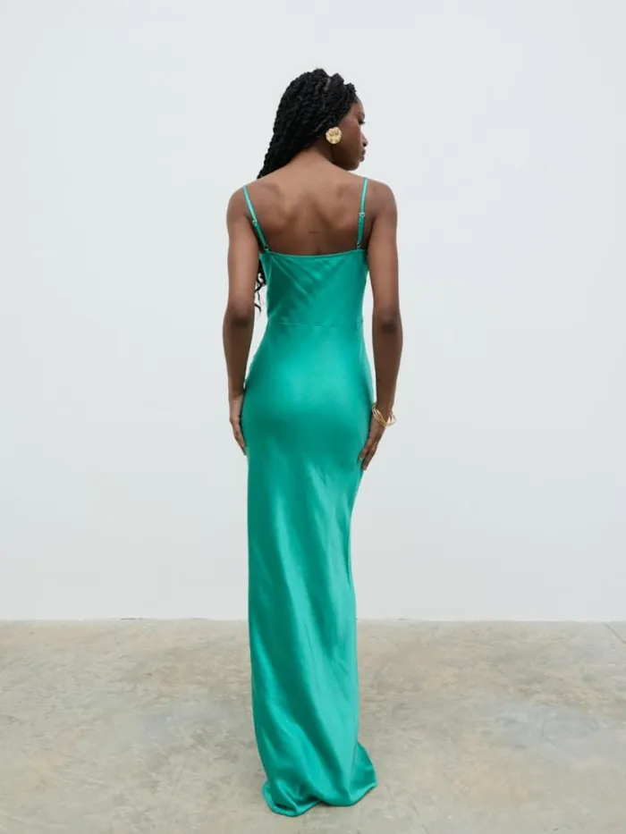 Pretty Lavish Dresses Keisha Satin Maxi Dress Green 8211 Women