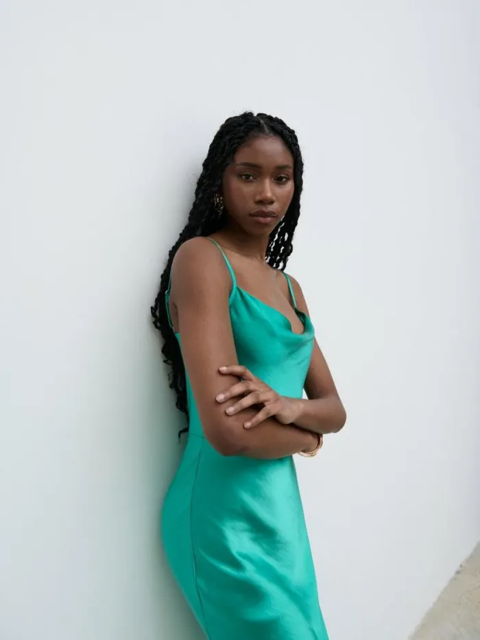 Pretty Lavish Dresses Keisha Satin Maxi Dress Green 8211 Women