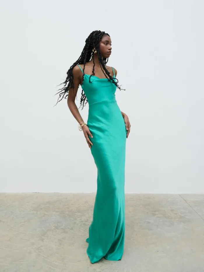Pretty Lavish Dresses Keisha Satin Maxi Dress Green 8211 Women
