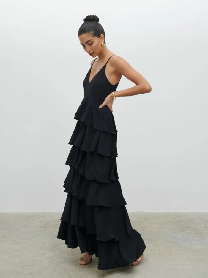 Pretty Lavish Dresses Lissy Textured Maxi Dress Black 8211 Women