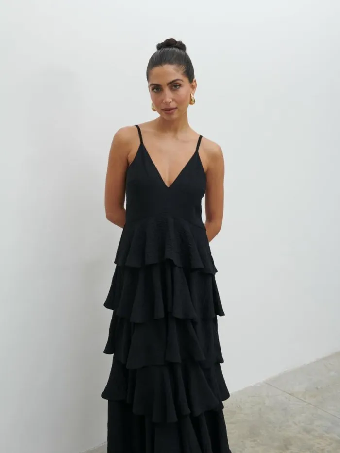 Pretty Lavish Dresses Lissy Textured Maxi Dress Black 8211 Women