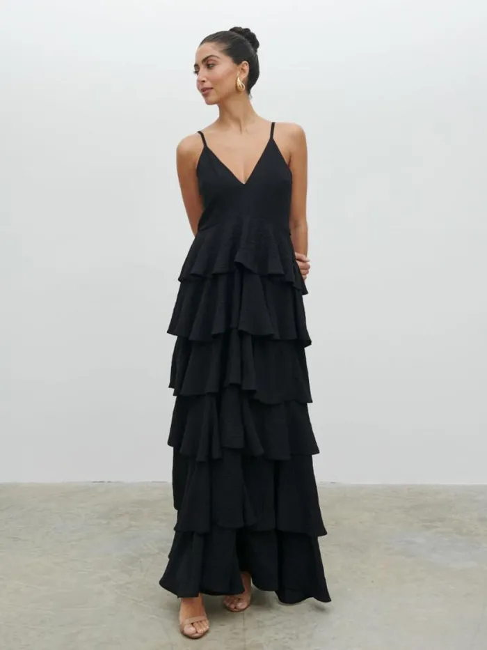 Pretty Lavish Dresses Lissy Textured Maxi Dress Black 8211 Women