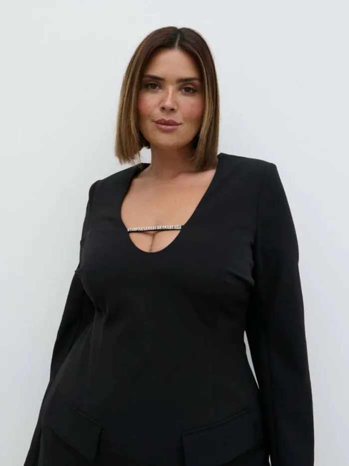 Pretty Lavish Dresses Lou Embellished Trim Mini Dress Curve Black 8211 Women