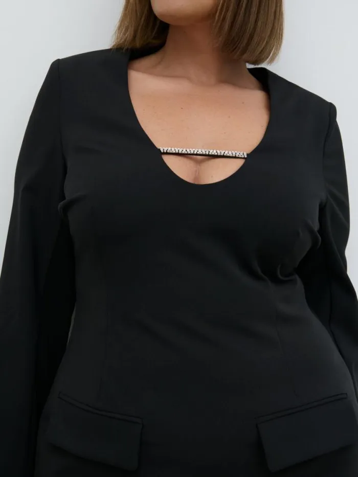 Pretty Lavish Dresses Lou Embellished Trim Mini Dress Curve Black 8211 Women