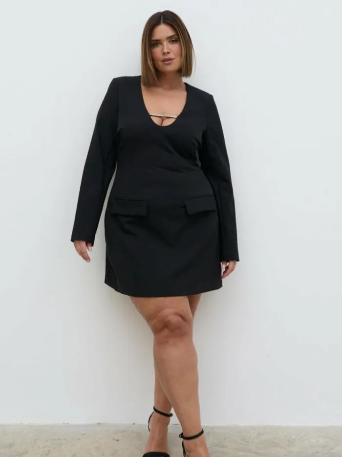 Pretty Lavish Dresses Lou Embellished Trim Mini Dress Curve Black 8211 Women