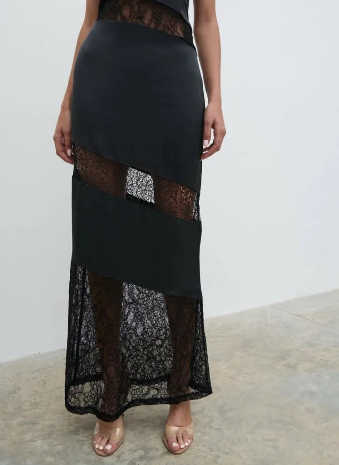 Pretty Lavish Dresses Monique Lace Inserted Slip Dress Black 8211 Women