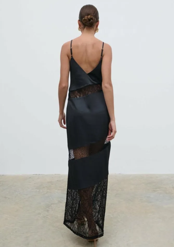 Pretty Lavish Dresses Monique Lace Inserted Slip Dress Black 8211 Women