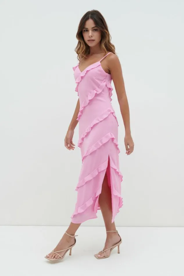 Pretty Lavish Dresses Nadine Ruffle Midaxi Dress Pink 8211 Women