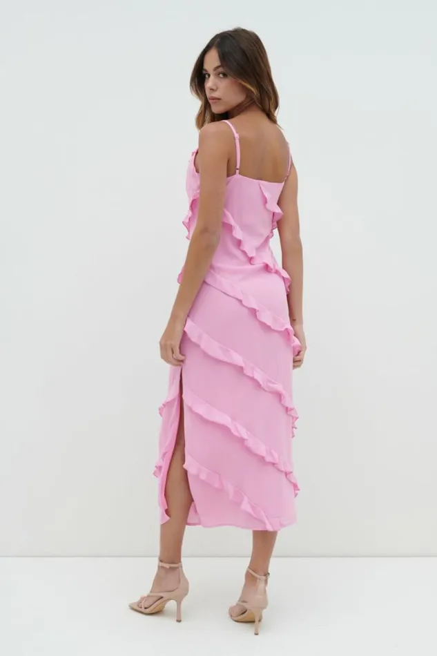 Pretty Lavish Dresses Nadine Ruffle Midaxi Dress Pink 8211 Women