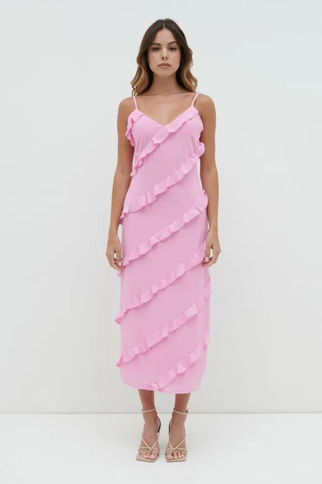 Pretty Lavish Dresses Nadine Ruffle Midaxi Dress Pink 8211 Women
