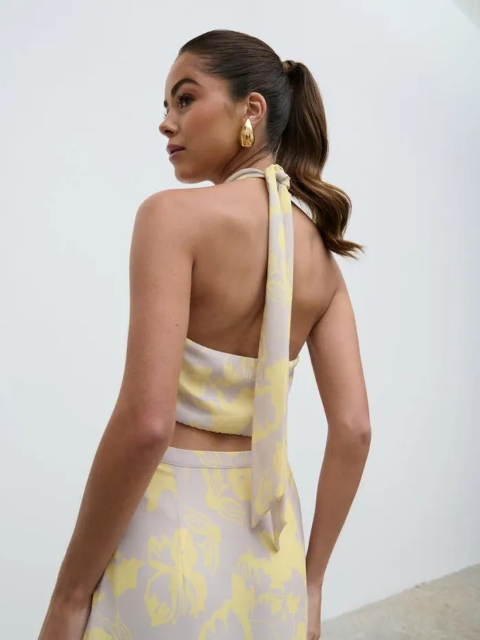 Pretty Lavish Dresses Nova Maxi Dress Lemon And Beige Floral 8211 Women