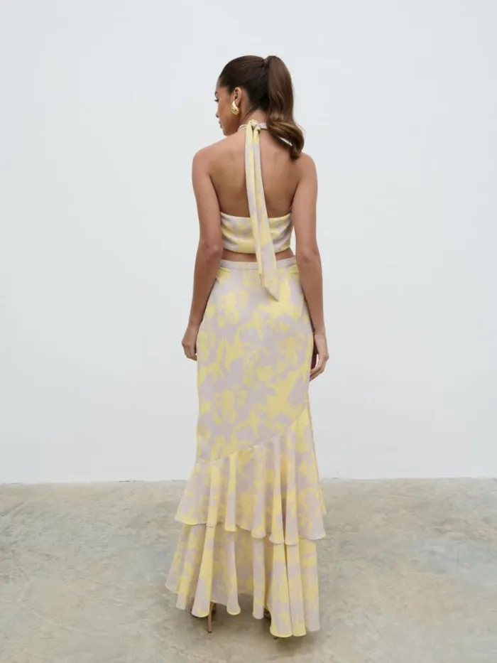Pretty Lavish Dresses Nova Maxi Dress Lemon And Beige Floral 8211 Women