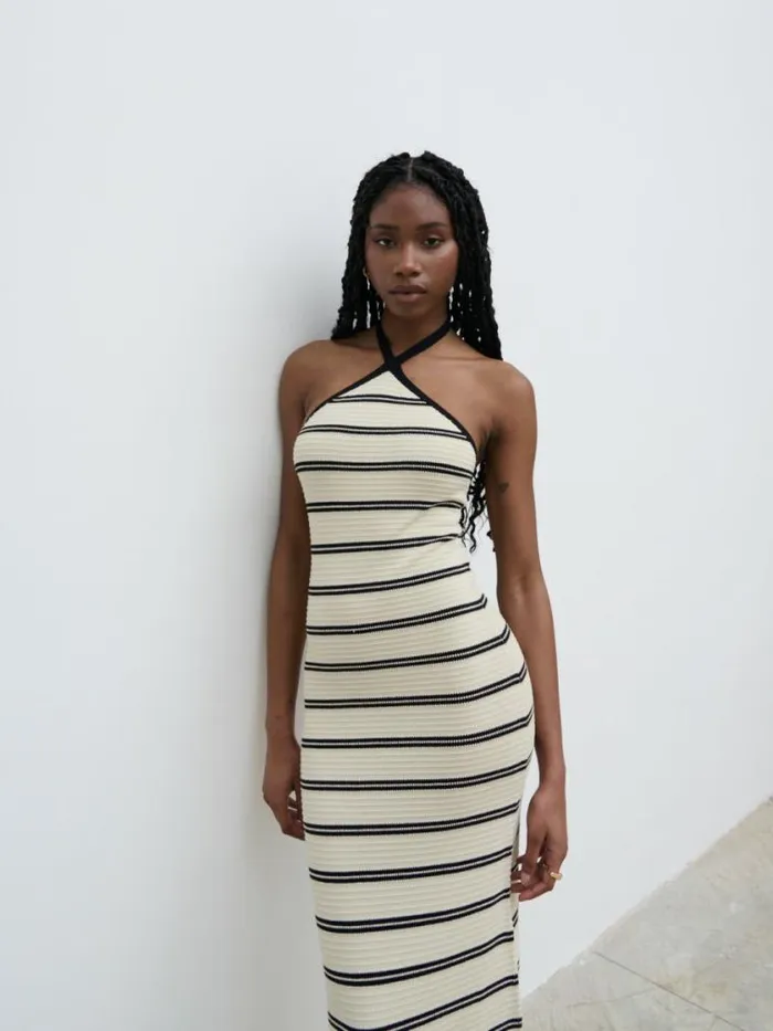 Pretty Lavish Dresses Octavia Contrast Stripe Knit Maxi Dress Cream 8211 Women