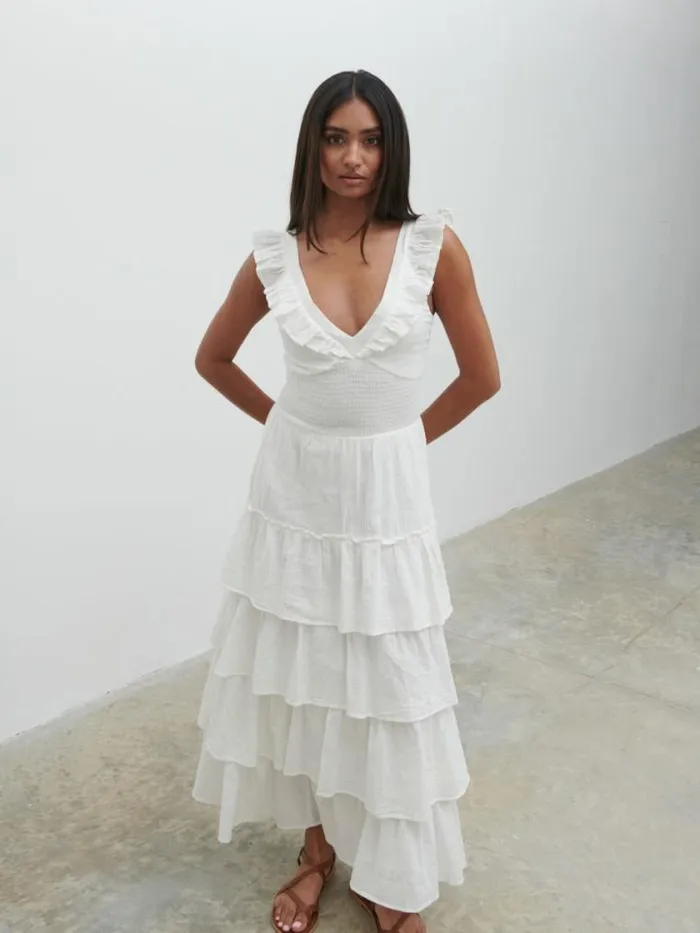 Pretty Lavish Dresses Opal Ruffle Midaxi Dress White 8211 Women