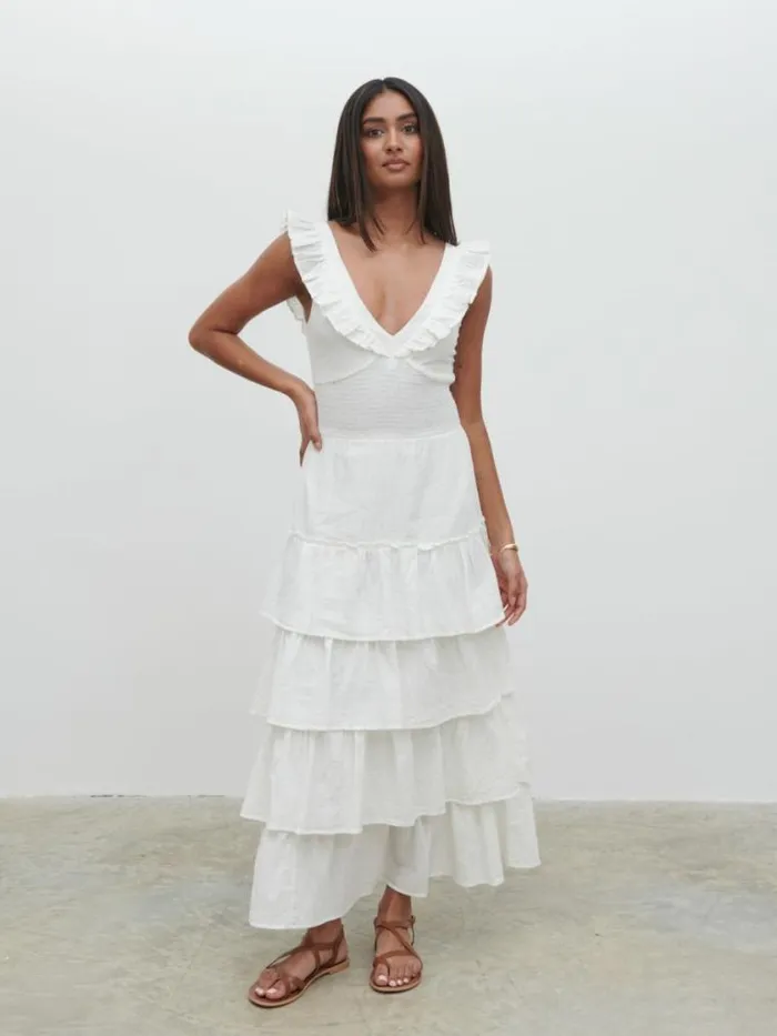 Pretty Lavish Dresses Opal Ruffle Midaxi Dress White 8211 Women