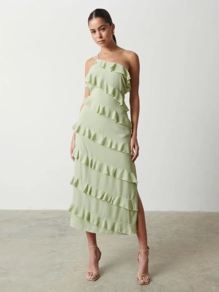 Pretty Lavish Dresses Paisley Ruffle Midaxi Dress Sage 8211 Women