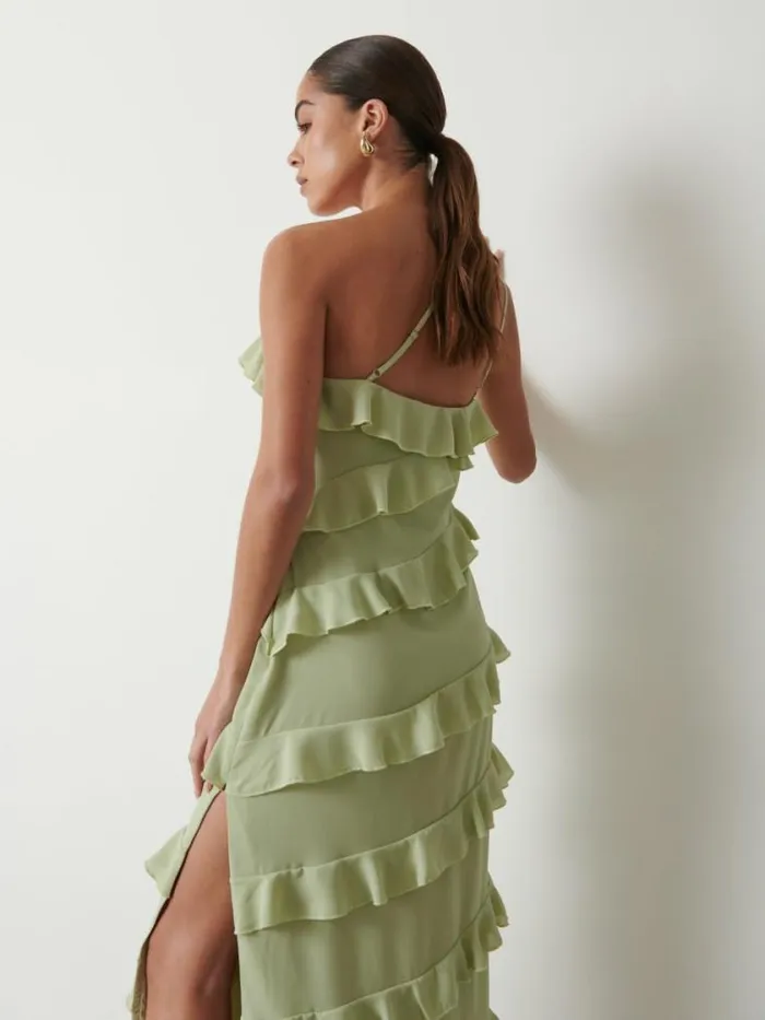 Pretty Lavish Dresses Paisley Ruffle Midaxi Dress Sage 8211 Women