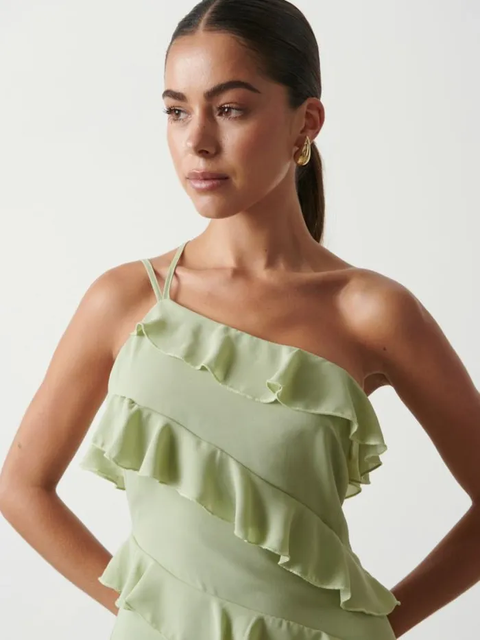 Pretty Lavish Dresses Paisley Ruffle Midaxi Dress Sage 8211 Women