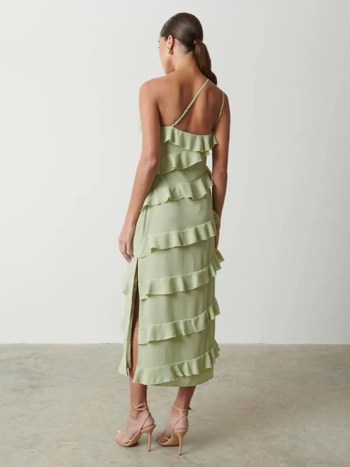 Pretty Lavish Dresses Paisley Ruffle Midaxi Dress Sage 8211 Women