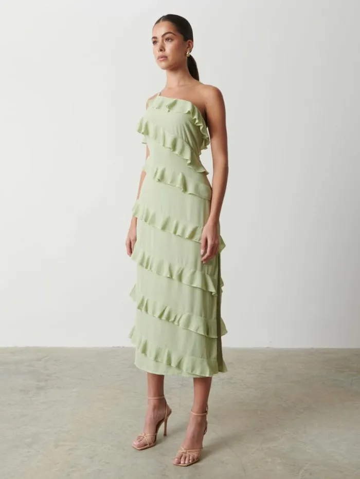 Pretty Lavish Dresses Paisley Ruffle Midaxi Dress Sage 8211 Women