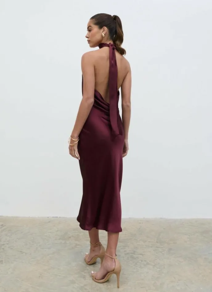 Pretty Lavish Dresses Raleigh Cowl Back Midaxi Dress Wine 8211 Women