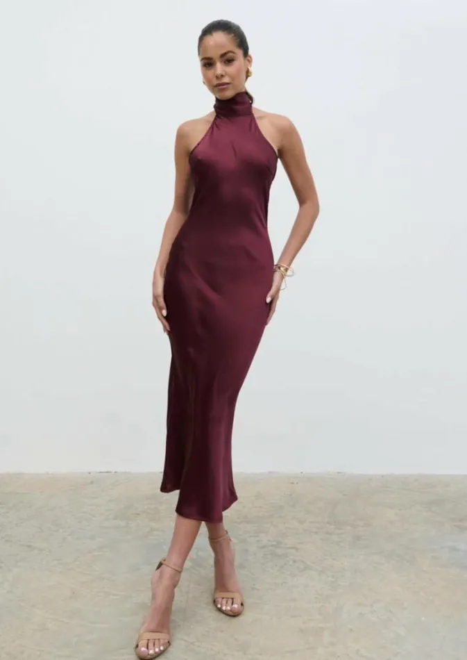 Pretty Lavish Dresses Raleigh Cowl Back Midaxi Dress Wine 8211 Women