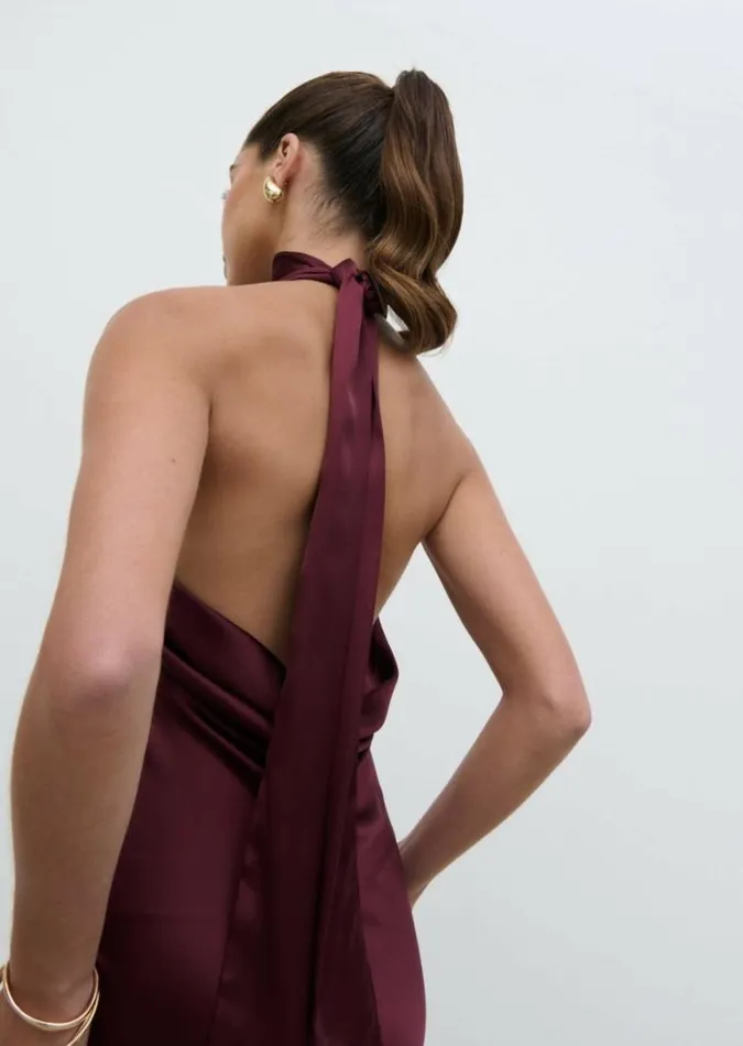 Pretty Lavish Dresses Raleigh Cowl Back Midaxi Dress Wine 8211 Women