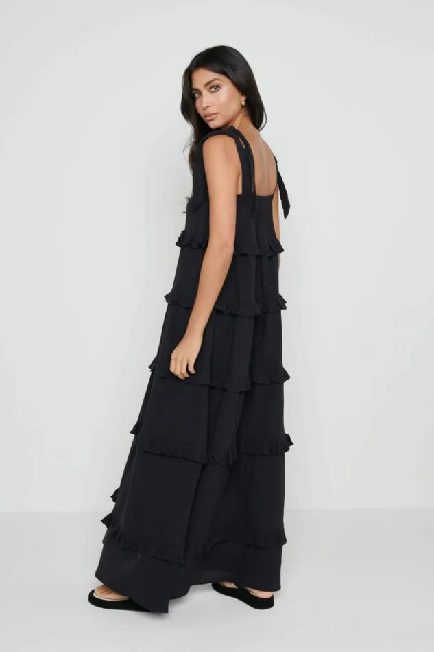 Pretty Lavish Dresses Rosetta Ruffle Midaxi Dress Black 8211 Women