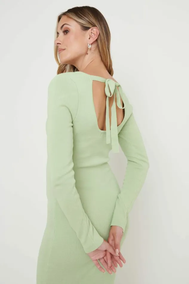 Pretty Lavish Dresses Sienna Square Neck Knit Dress Green Green 8211 Women