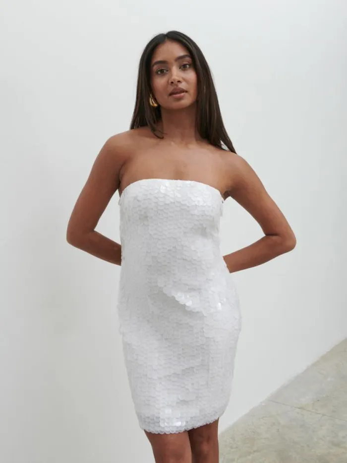 Pretty Lavish Hen Do Marseille Bandeau Sequin Mini Dress White 8211 Women