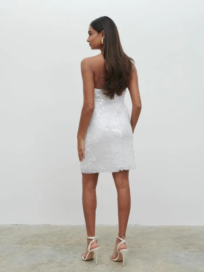 Pretty Lavish Hen Do Marseille Bandeau Sequin Mini Dress White 8211 Women