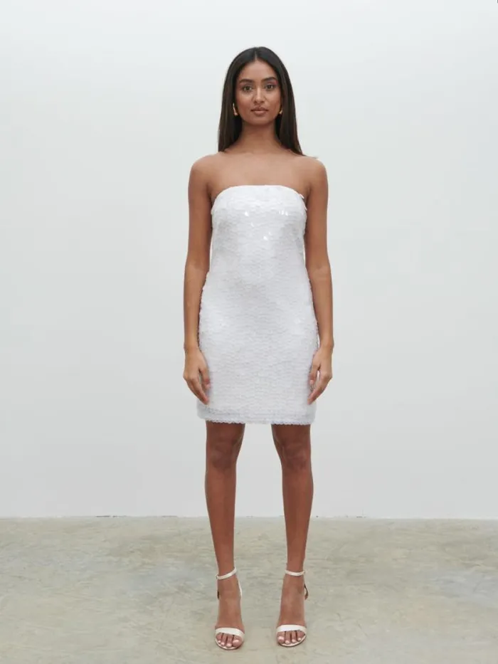 Pretty Lavish Hen Do Marseille Bandeau Sequin Mini Dress White 8211 Women