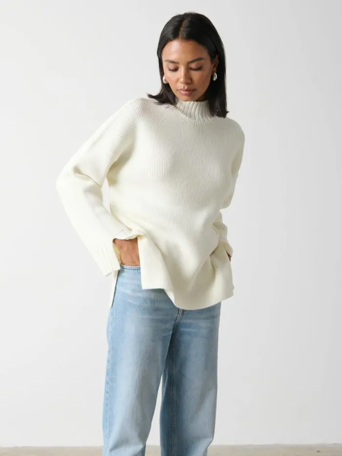 Pretty Lavish Knitwear Amory Grown Neck Knit Jumper Cream 8211 Women