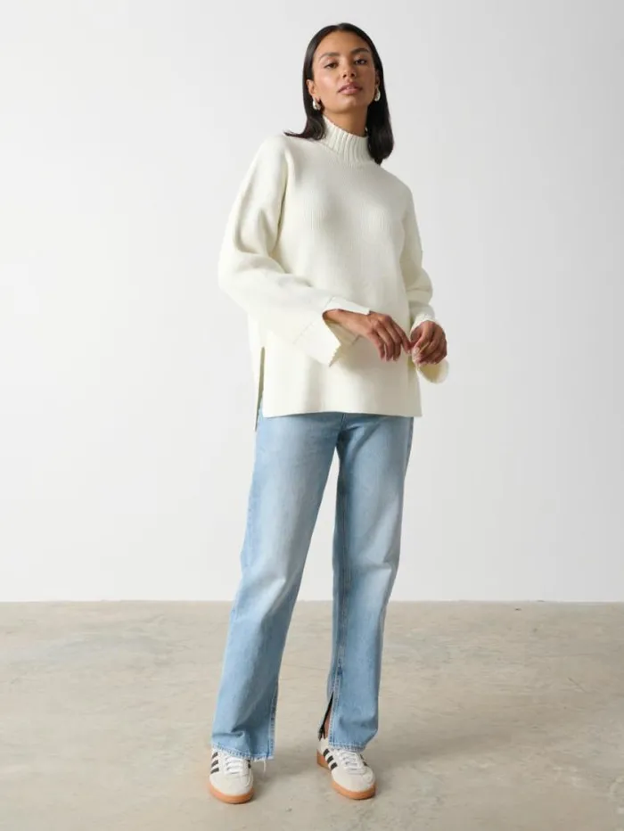 Pretty Lavish Knitwear Amory Grown Neck Knit Jumper Cream 8211 Women