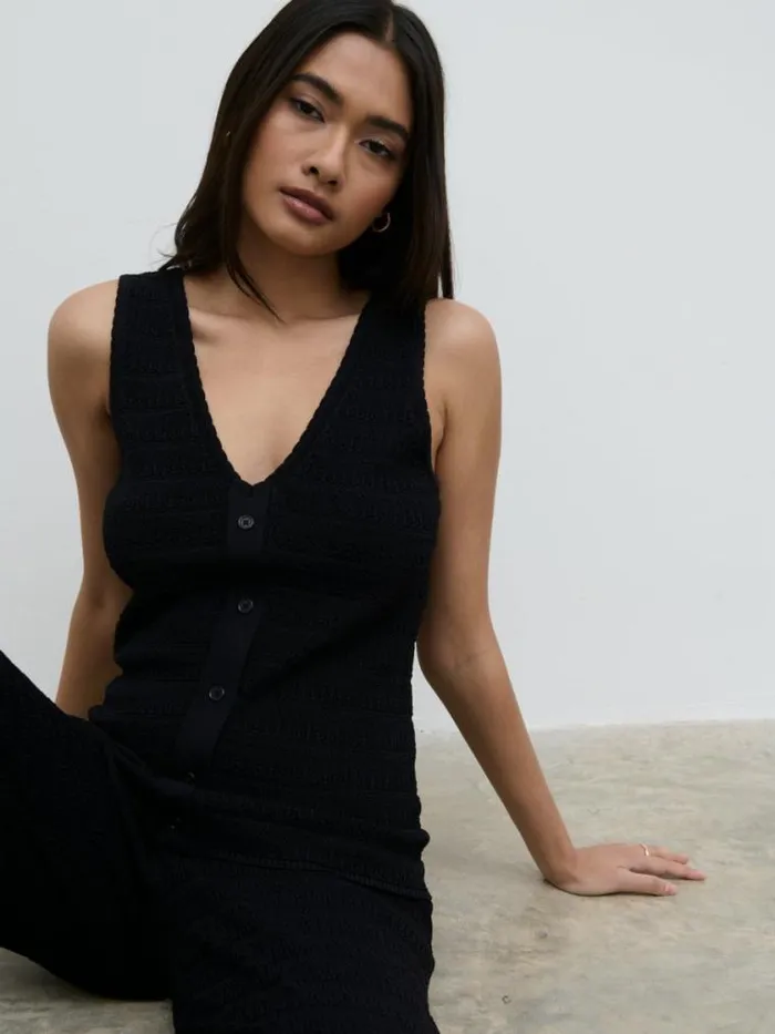 Pretty Lavish Knitwear Bridget Crochet Knit Top Black 8211 Women