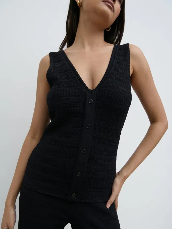 Pretty Lavish Knitwear Bridget Crochet Knit Top Black 8211 Women